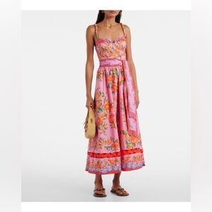 FARM Rio Sicily Orange Pink Floral Maxi Dress